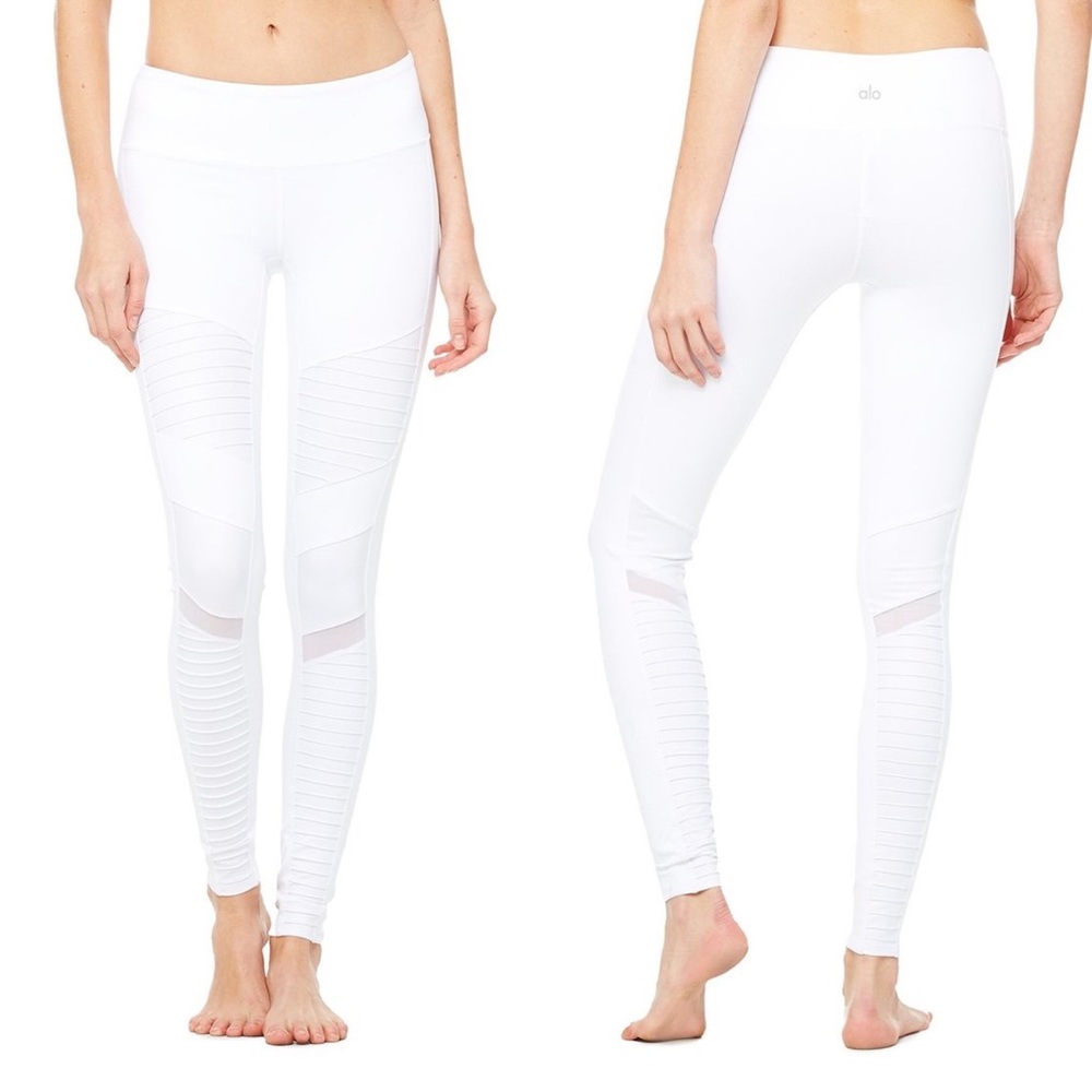 NWOT! ALO Yoga Moto Leggings - White Glossy